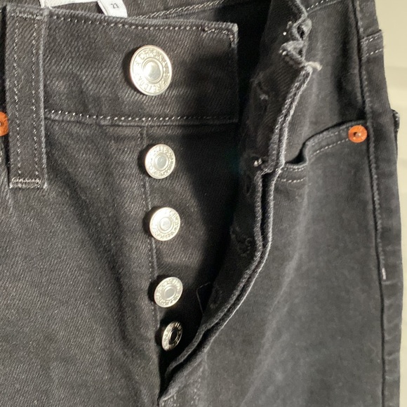 RE/DONE High Rise Ankle Crop Black Destroy Jeans Size 23 - Picture 5 of 9